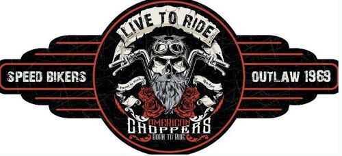 DECORATION MURALE LIVE TO RIDE BIKERS 84X39