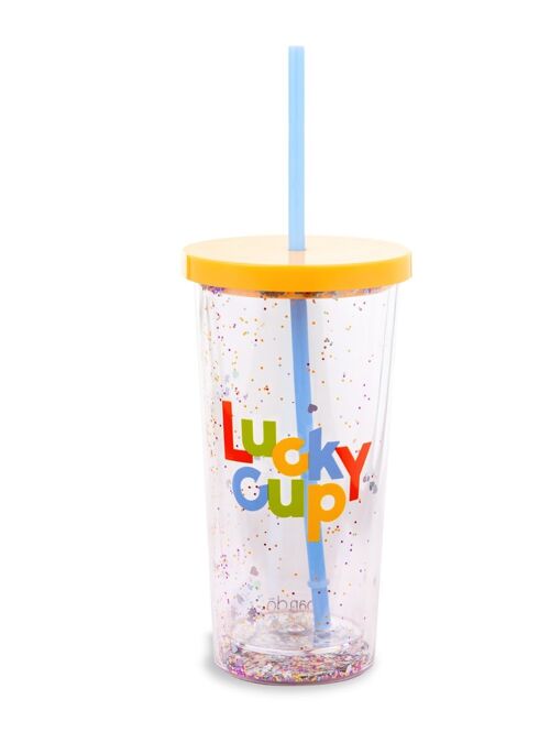 Glitter bomb sip sip tumbler with straw, Lucky me
