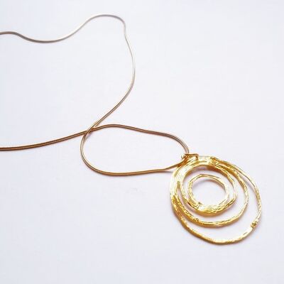 Gabinien Necklace, Brass Pendant Gilded with Fine Gold