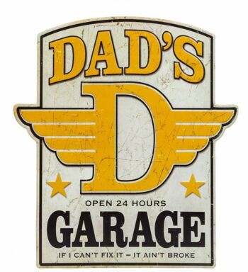 CADRE DECORATION EMTAL MURALE A ACCROCHER 36X40 DAD'S GARAGE