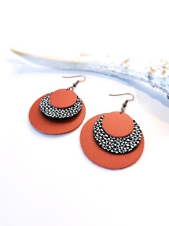 Boucles d'oreilles CIRCLE - Cuir - Terra cotta 6