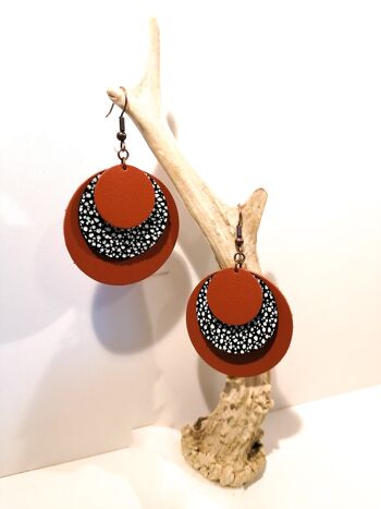 Boucles d'oreilles CIRCLE - Cuir - Terra cotta 7