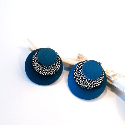 CIRCLE earrings - Leather - Blue