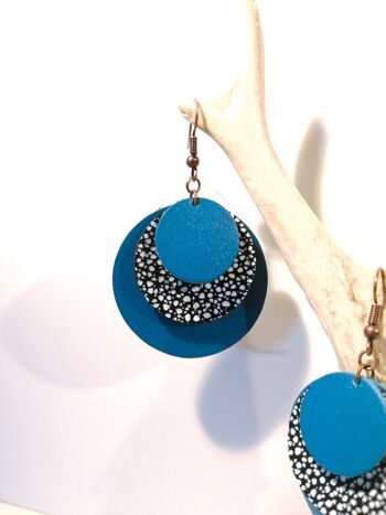 Boucles d'oreilles CIRCLE - Cuir - Bleu 6