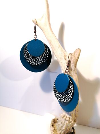 Boucles d'oreilles CIRCLE - Cuir - Bleu 7