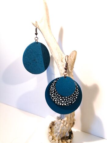 Boucles d'oreilles CIRCLE - Cuir - Bleu 8