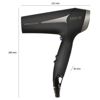 Sèche-cheveux professionnel pliable 2200W ProfiCare PC-HT3046-noir 7