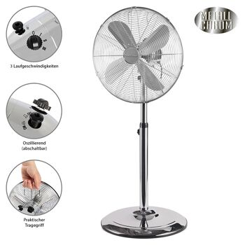 Ventilateur sur pied design Inox 40cm Proficare PC-VL3064MS 3