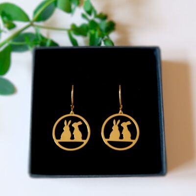 Schmuck Goldene oder silberne Duo-Kaninchen-Ohrringe