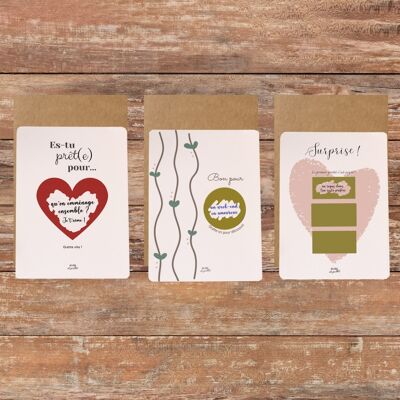 Set of vouchers for Valentine's Day / Couple's gift / Set of 15 heart scratch cards (3x5) / Lover's gift / heart / travel gift voucher / Pregnancy announcement / Valentine's Day challenges / godmother request / witness announcement