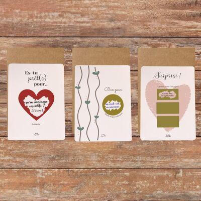 Lot de bons pour Saint Valentin / Cadeau couple / Lot de 15 cartes à gratter coeur (3x5) / Cadeau amoureux / coeur  / bon cadeau voyage / Annonce grossesse / Défis Saint Valentin / demande marraine / annonce témoin