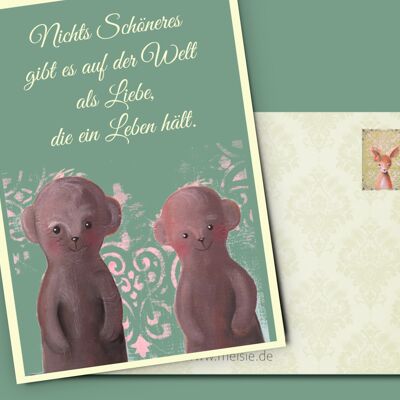 Postkarte Erdmännchen-Liebe