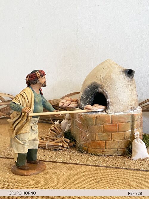 Pastor horneando pan, figura del belén