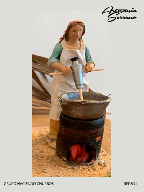 Pastora haciendo churros, figura del belén