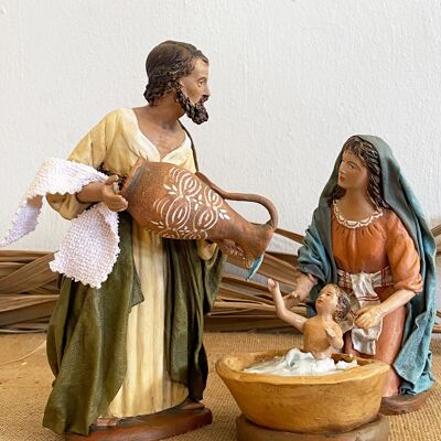 Pastori che bagnano il bambino Gesù, figure del presepe