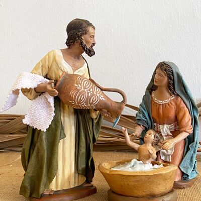 Pastores bañando al niño Jesús, figuras del belén