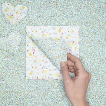 Papier origami pour décorations de Pâques bricolage modernes - papier kraft recto-verso avec motif terrazzo et perles de sucre, 25 feuilles, 15cm - papier recyclé 2