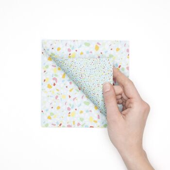 Papier origami pour décorations de Pâques bricolage modernes - papier kraft recto-verso avec motif terrazzo et perles de sucre, 25 feuilles, 15cm - papier recyclé 4