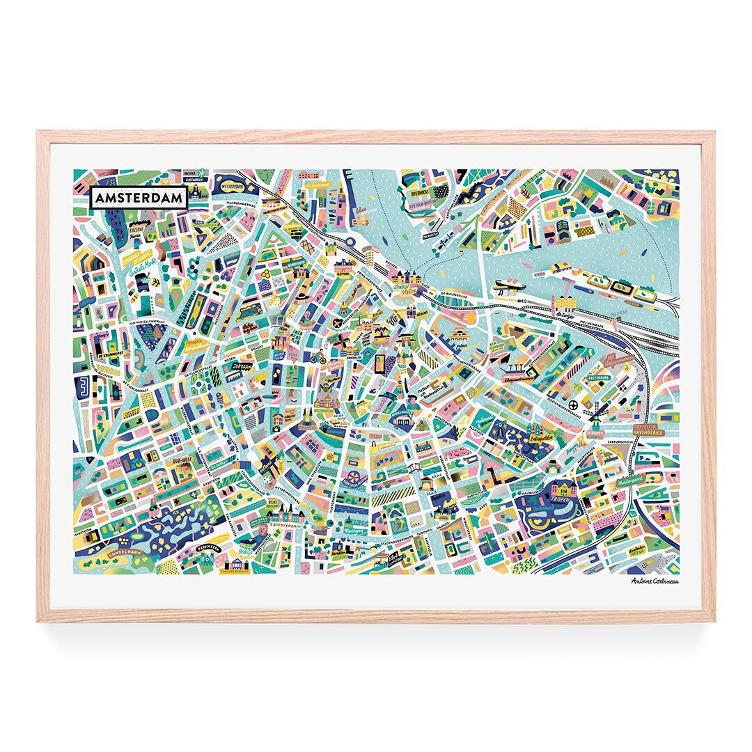 Illustrated poster of Amsterdam by Antoine Corbineau