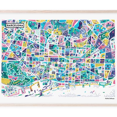 Illustrated poster of Barcelona by Antoine Corbineau