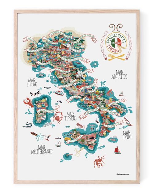 Affiche illustrée Italie food par Antoine Corbineau