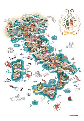 Affiche illustrée Italie food par Antoine Corbineau 2
