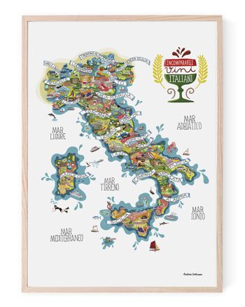 Affiche illustrée Italie vin par Antoine Corbineau 1