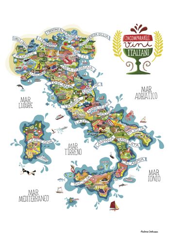Affiche illustrée Italie vin par Antoine Corbineau 2