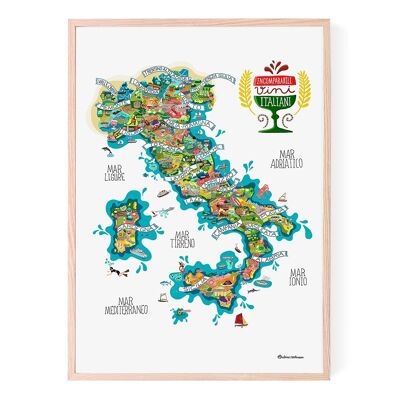 Illustrated Italy wine poster by Antoine Corbineau
