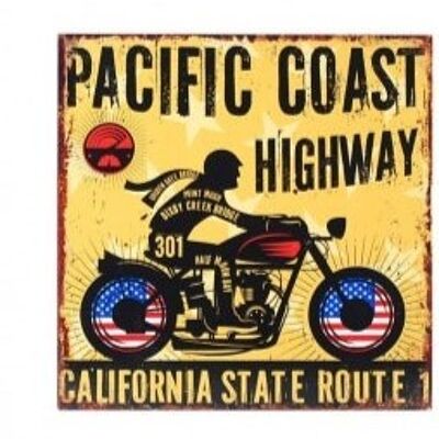 PLAQUE DECO METAL A ACCROCHER AU MUR 30X30 PACIFIC COAST