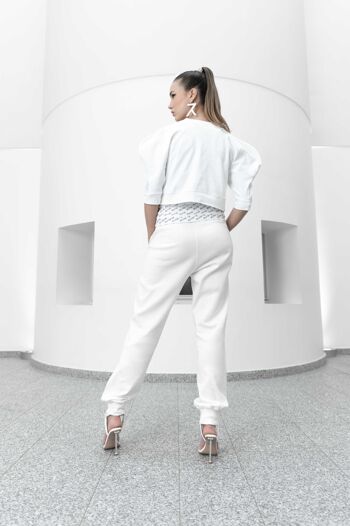 Pantalon jogger unisexe blanc molleton 100% coton bio 2