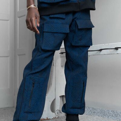 Unisex multi-pocket cargo jogger pants Blue