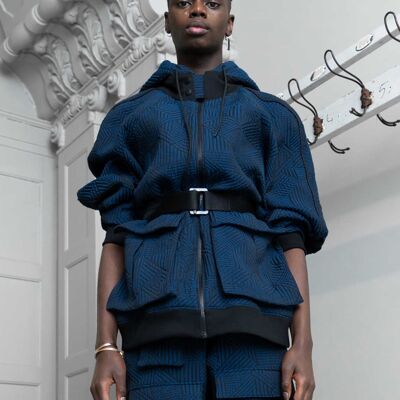 Giacca oversize di genere neutro prodotta in Francia - Blu