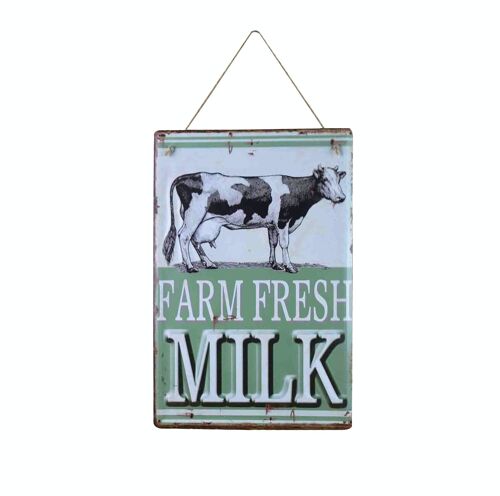 PLAQUES DECO METAL EN RELIEF 30X40 VACHE FERME CAMPAGNE