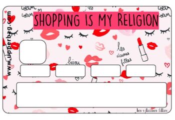 Sticker pour CB "Shopping is my religion" 2