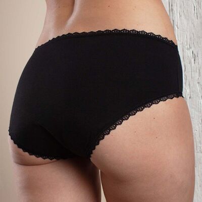 Menstrual Shorty Callie Black Cotton - Heavy Flow