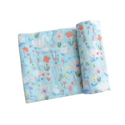 Swans Blue Swaddle