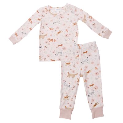 Floral Pups Lounge Wear Set Pink