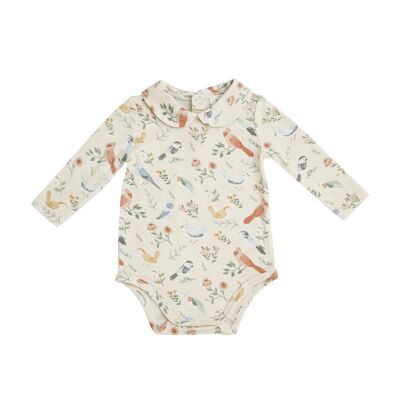 American Birds Peter Pan Collar Bodysuit Cream