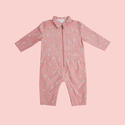 Mini Rose Corduroy Retro Jumpsuit Pink