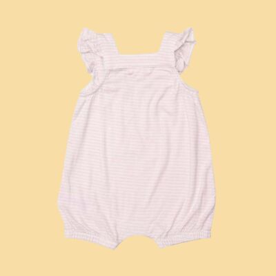 Stripe Pink Smocked Front Overall Shortie