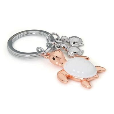 PORTE-CLÉS animaux meta[l]morphose® - Tortue famille or rose