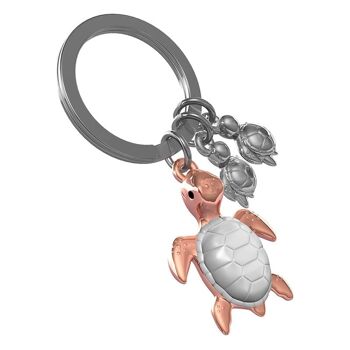 PORTE-CLÉS animaux meta[l]morphose® - Tortue famille or rose 2