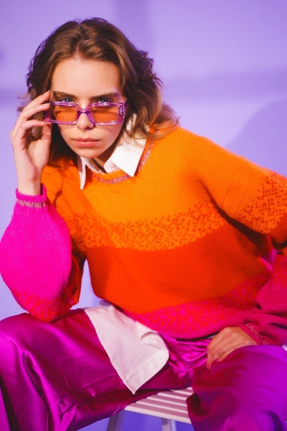 Maglia a righe arancione