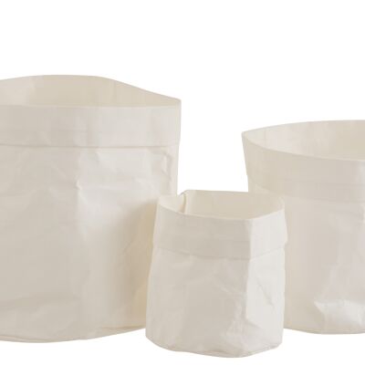 Set de 3 cache-pots sac résistant à l'eau papier kraft blanc