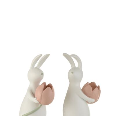 Lapin tulipe resine blanc/rose small assortiment de 2