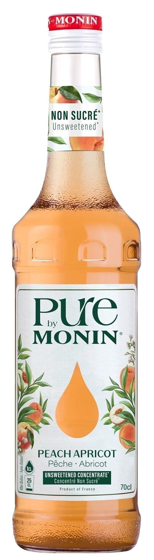 Pure by Monin - Pêche Abricot pour eau aromatisée ou cocktails de la fête des mères - Arômes naturels - 70cl