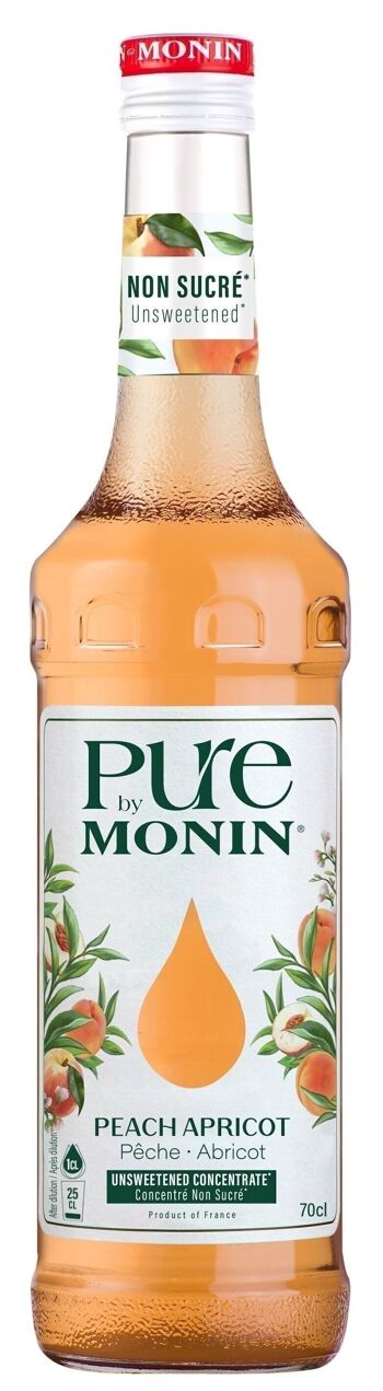 Pure by Monin - Pêche Abricot pour eau aromatisée ou cocktails - Arômes naturels - 70cl 1