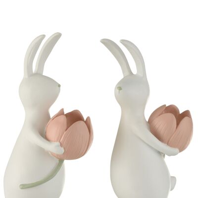 Lapin tulipe resine blanc/rose large assortiment de 2