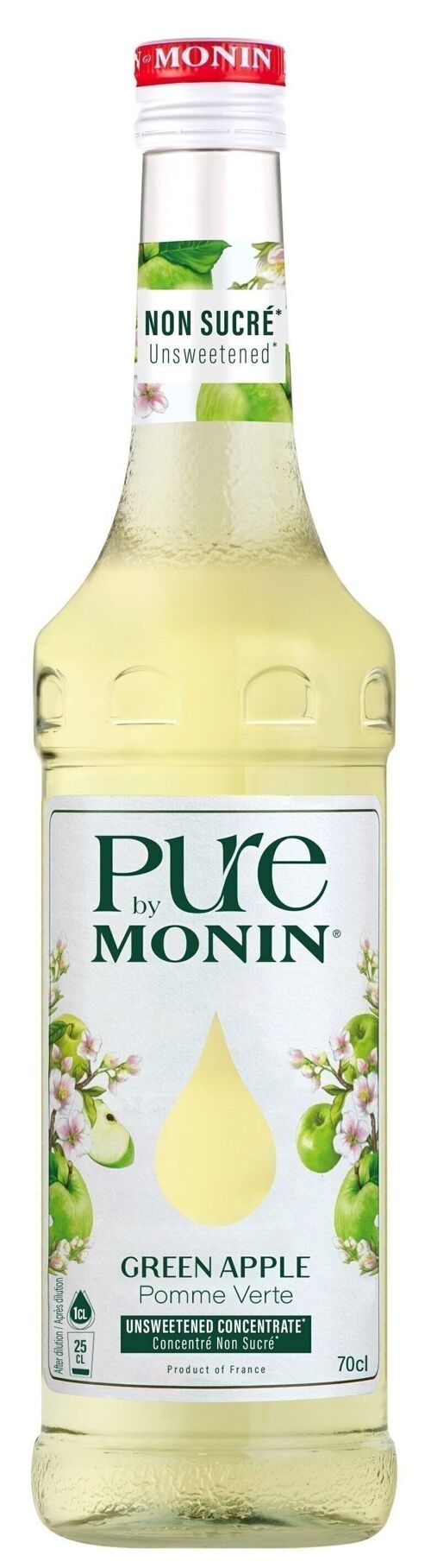 Pure by Monin Pomme verte pour eau aromatisée ou cocktails de la fête des mères - Arômes Naturels - 70cl